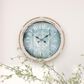 Maple and Jade 17" Wall Clock in Distressed White and Blue, , large