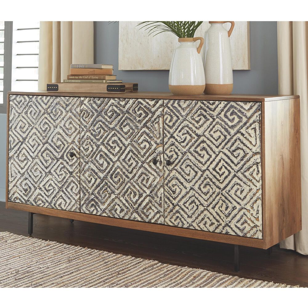 Ashley Kerrings Accent Cabinet in Natural, Black and Ivory, , large