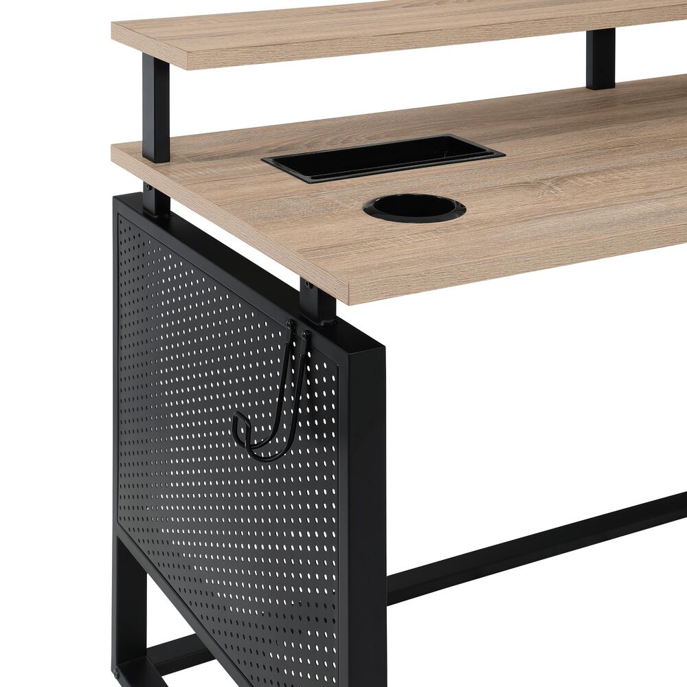 OSP Home Ace 60&quot; L-Shaped Desk with Hutch in River Oak, , large