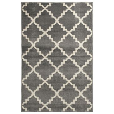 Central Oriental Terrace Tropic Taza 8"8" x 11"10" Stone and Snow Area Rug, , large
