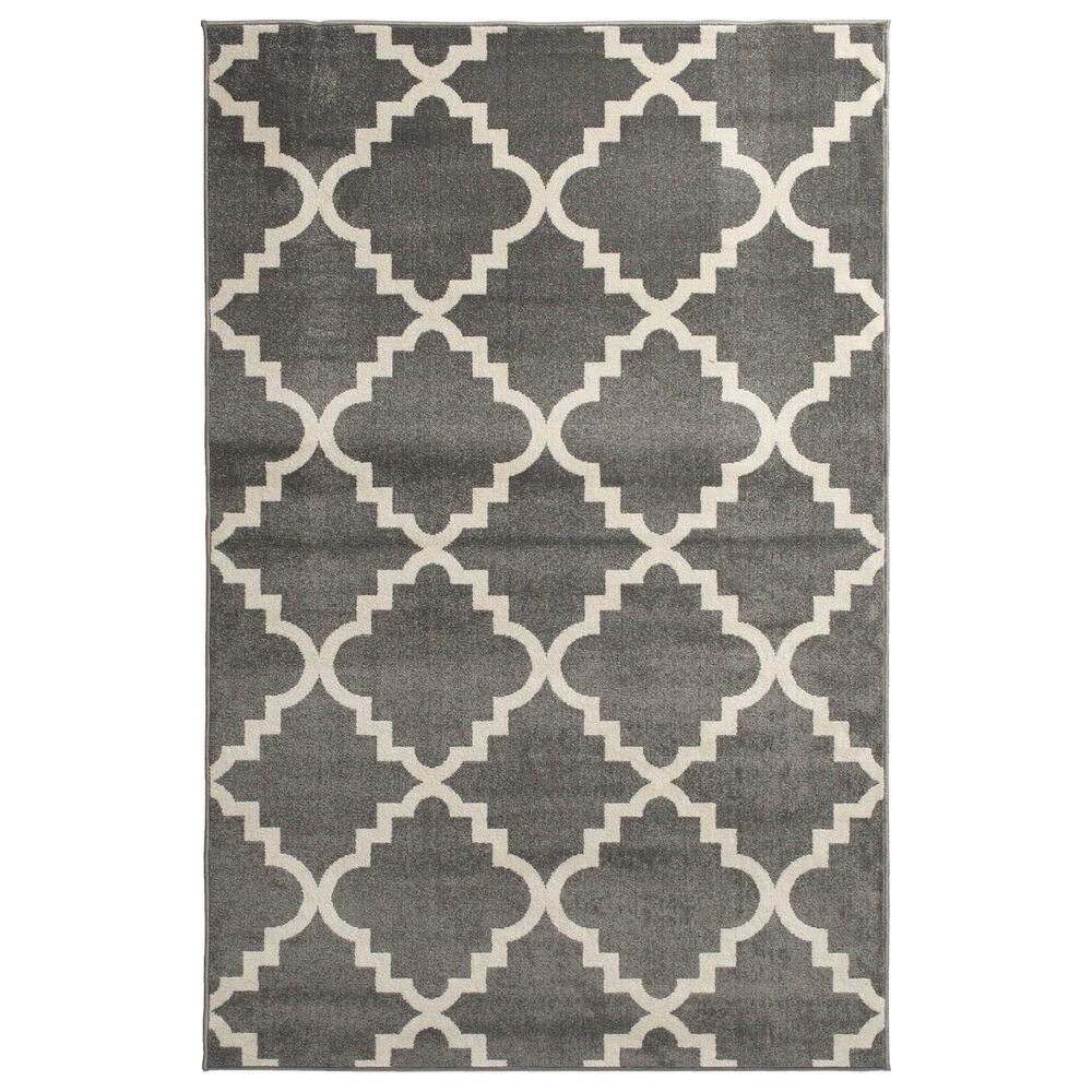 Central Oriental Terrace Tropic Taza 8"8" x 11"10" Stone and Snow Area Rug, , large
