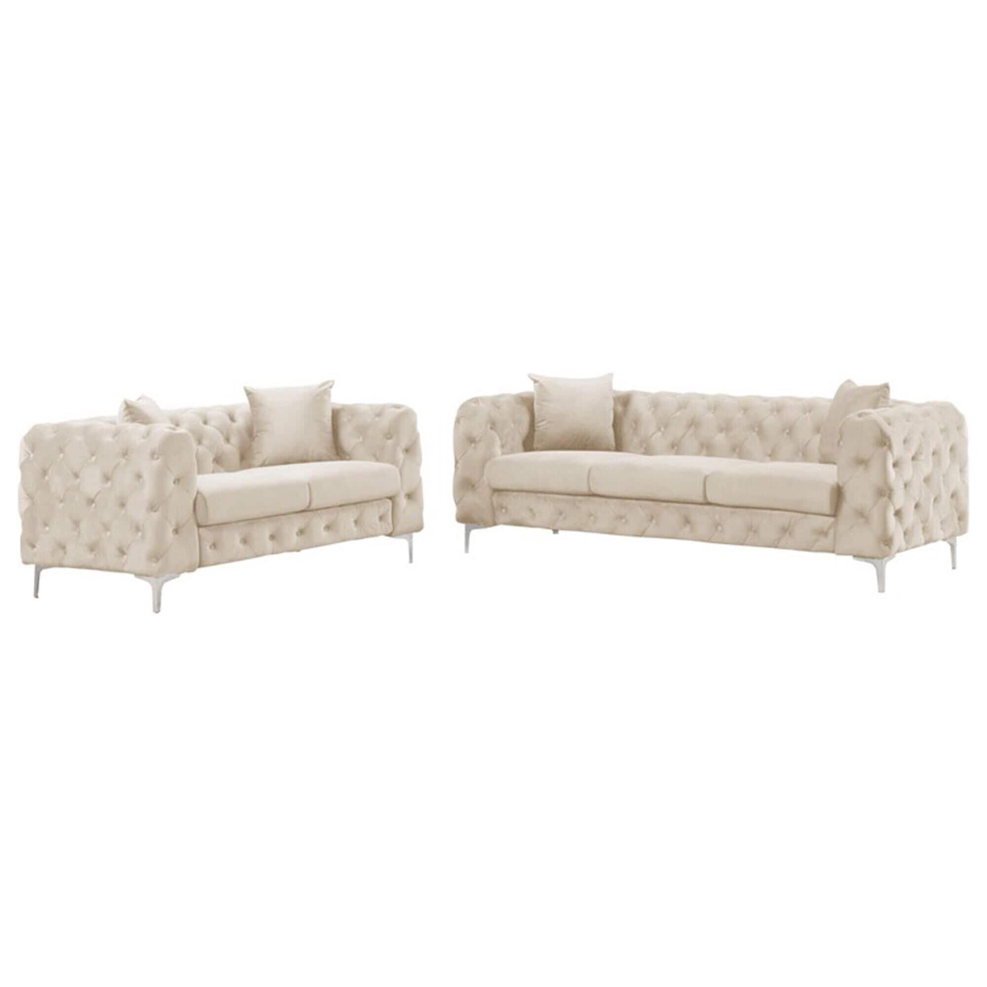Tufted sofa and hotsell loveseat