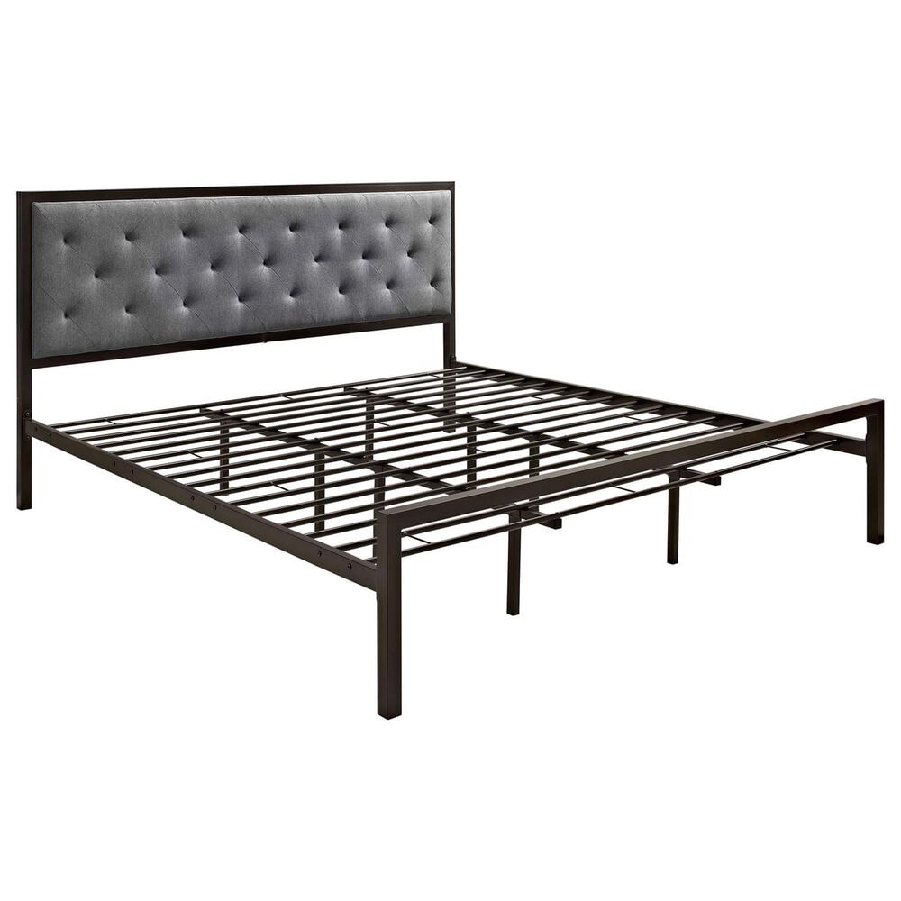 Modway Mia Gray Fabric Upholstered King Platform Bed in Brown, , large