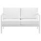 Linon Home Decor Holland Outdoor Loveseat with White Cushions in White, , large