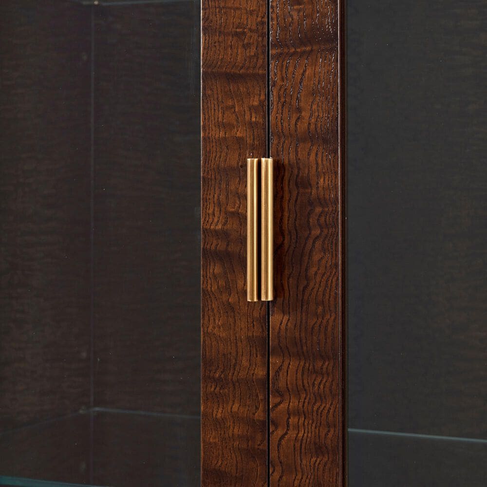 Theodore Alexander Kesden Curio Cabinet in Pyramid Brown and Satin Brass, , large