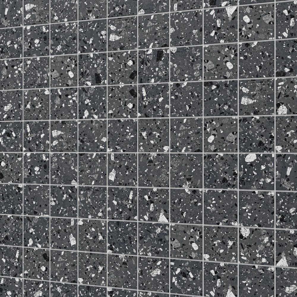 Dal-Tile Poke Raven Flecks 3" x 3" Straight Joint on 12" x 12" Porcelain Mosaic Sheet, , large
