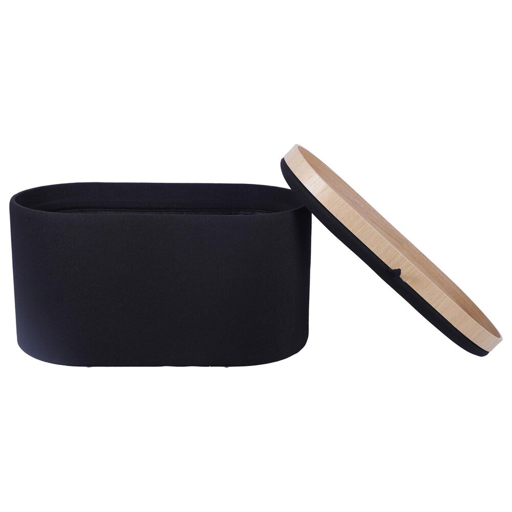 Rta Products Storage Ottoman with Reversible Tray Top in Black, , large