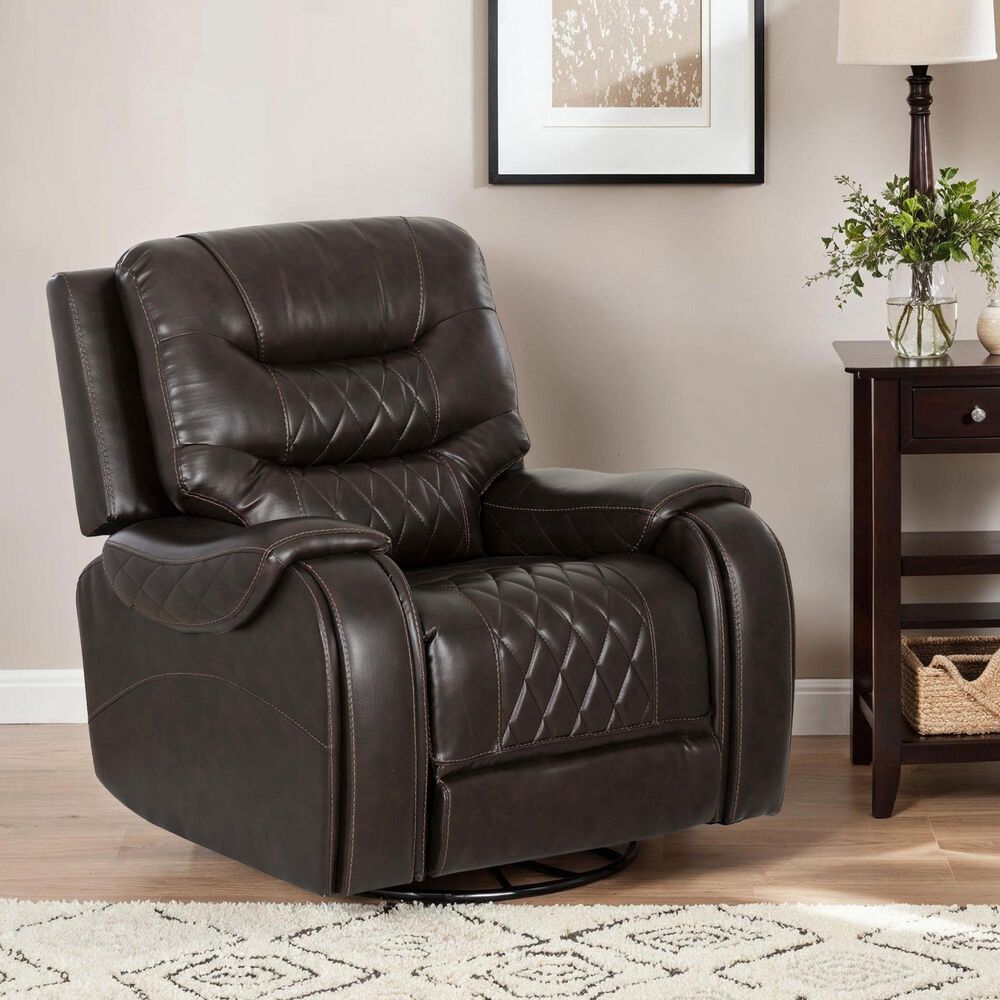 Linon Home Decor Barrett Power Glider Recliner in Rich Brown, , large
