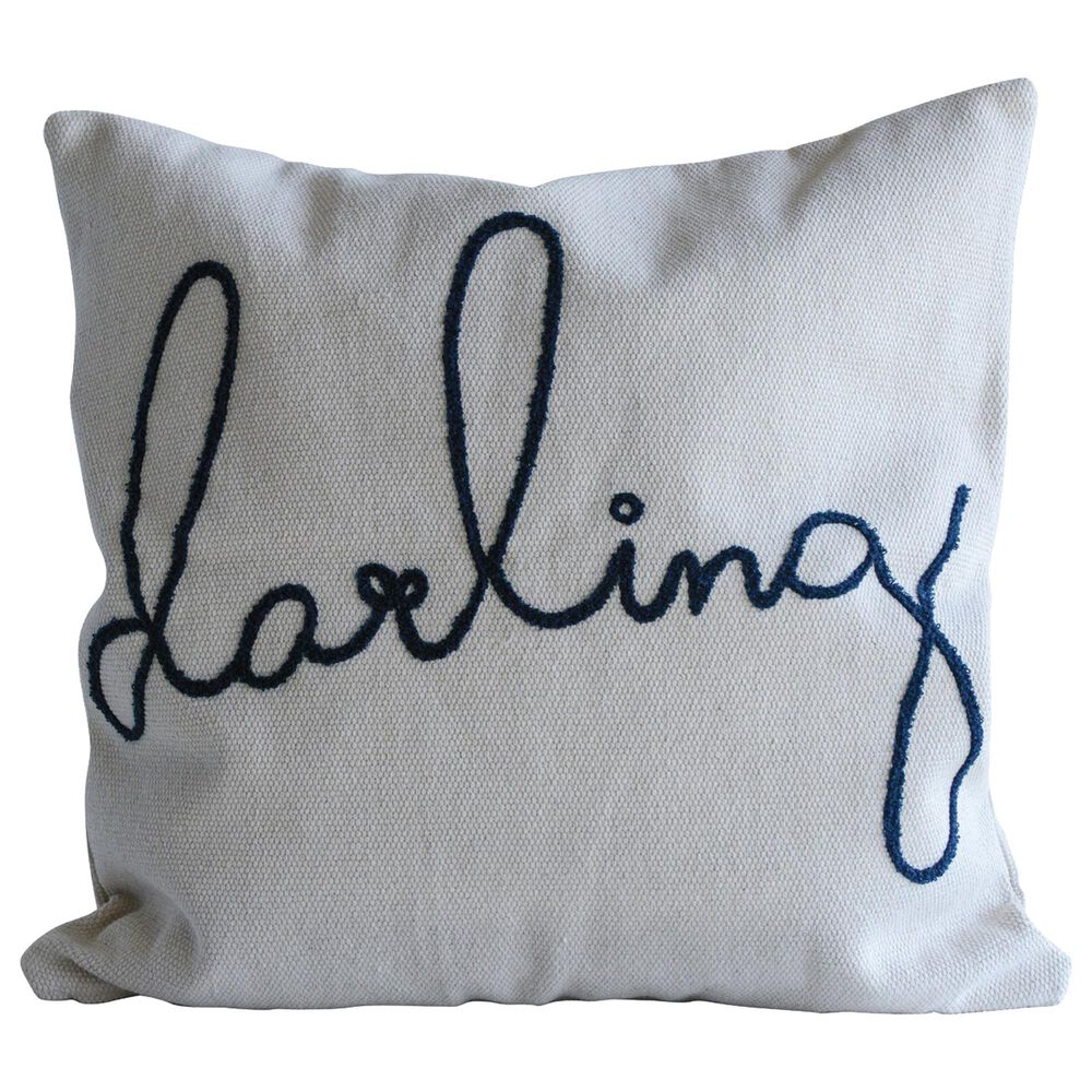 Teak Interiors Shoreline 26" Euro Pillow in Cream and Blue, , large