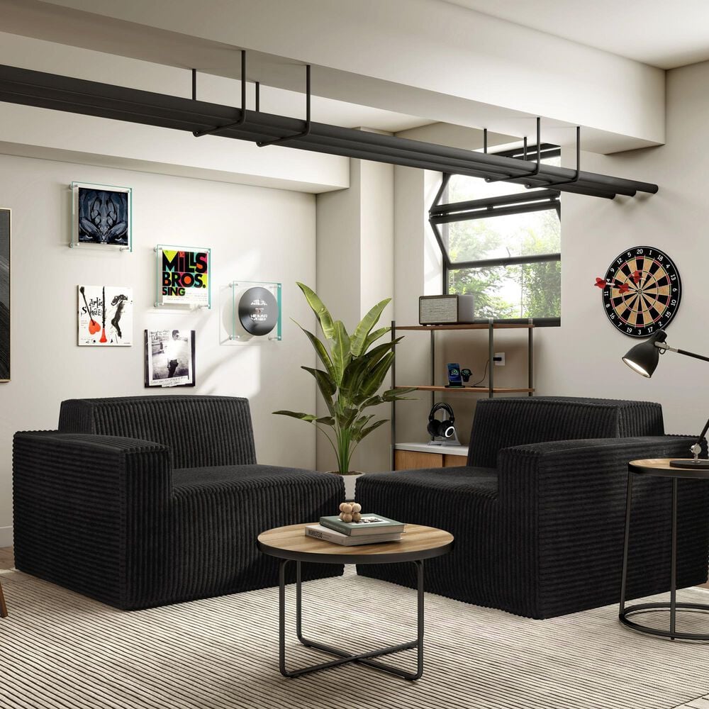 Furniture of America Facil 2-Piece Modular Track Arm Loveseat in Black, , large