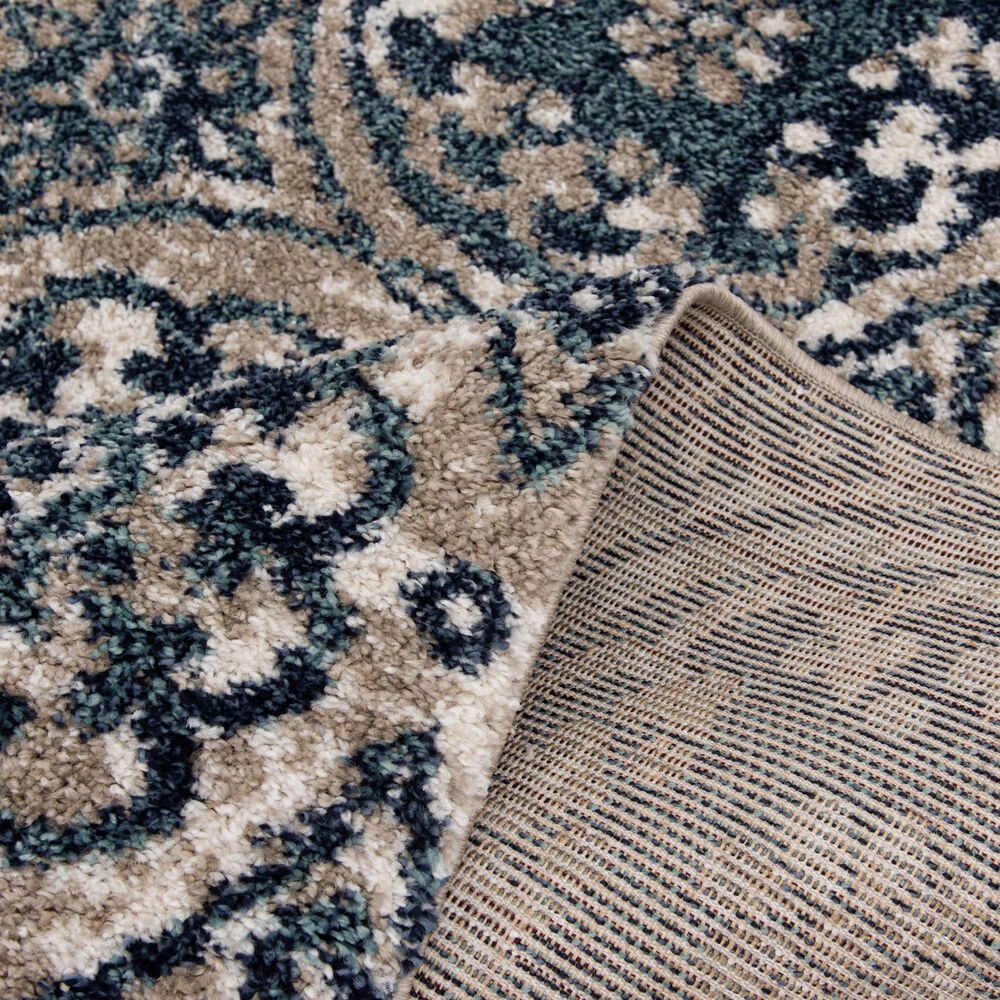 Central Oriental Tulsa Ledyard 5&#39; x 7&#39;3&quot; White Sand and Blue Navy Area Rug, , large