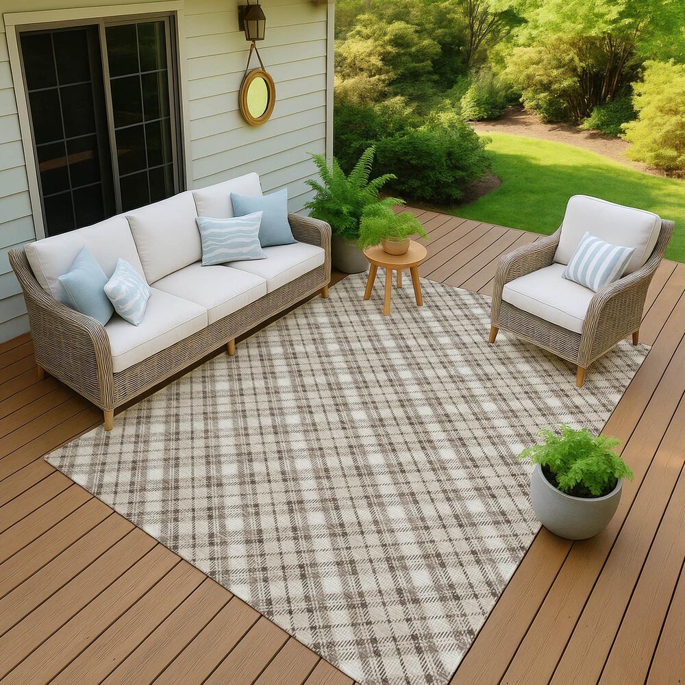 Dalyn Rug Company Soft Essentials Plaid Beige 8' x 10' Indoor/Outdoor Area Rug, , large
