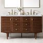 James Martin Vanities Amberly 60" Double Bathroom Vanity in Walnut with 3 cm Carrara White Marble Top and Rectangular Sinks, , large