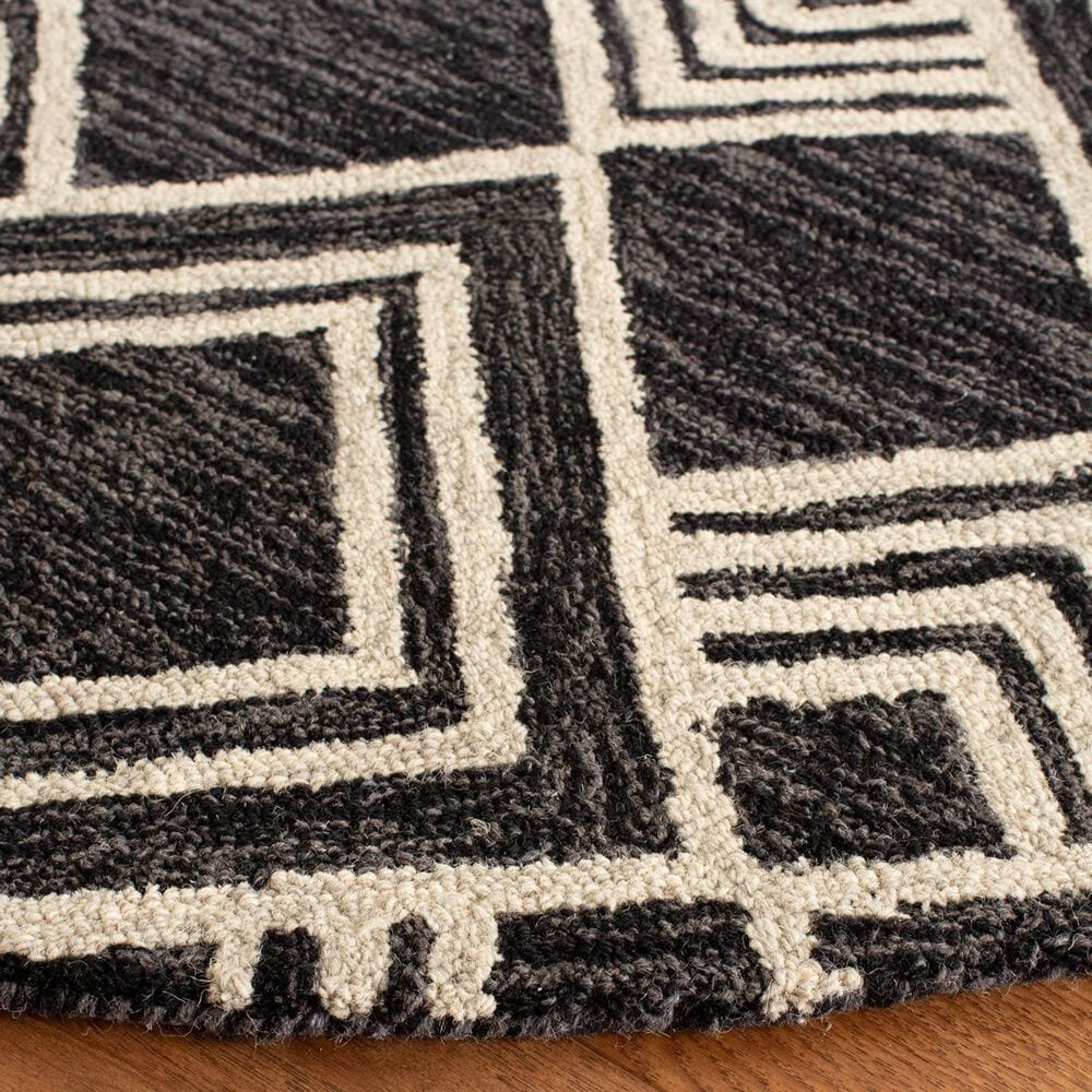 Safavieh Micro-Loop MLP154H 5&#39; Round Charcoal and Ivory Area Rug, , large