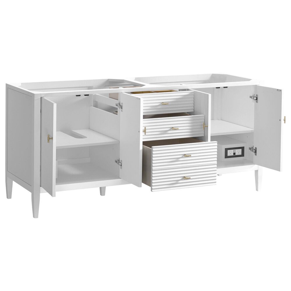 James Martin Vanities Myrrin 72&quot; Double Vanity in Bright White with 3 cm White Zeus Quartz Top, , large