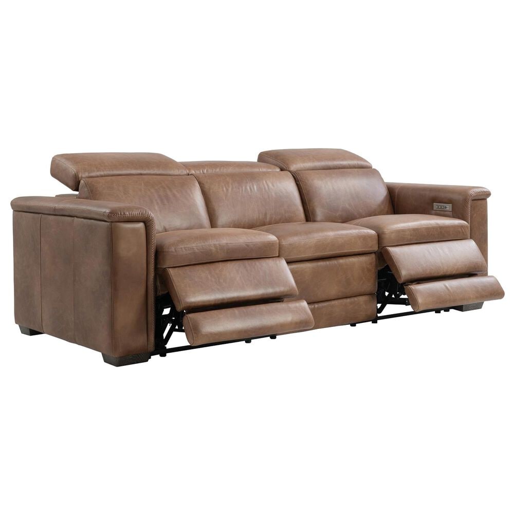 Bernhardt Lioni Power Reclining Sofa with Power Headrest in Brown, , large
