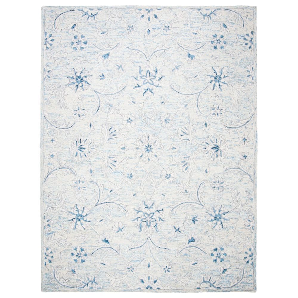 Safavieh Micro-Loop MLP506M 11" x 15" Light Blue and Ivory Area Rug, , large