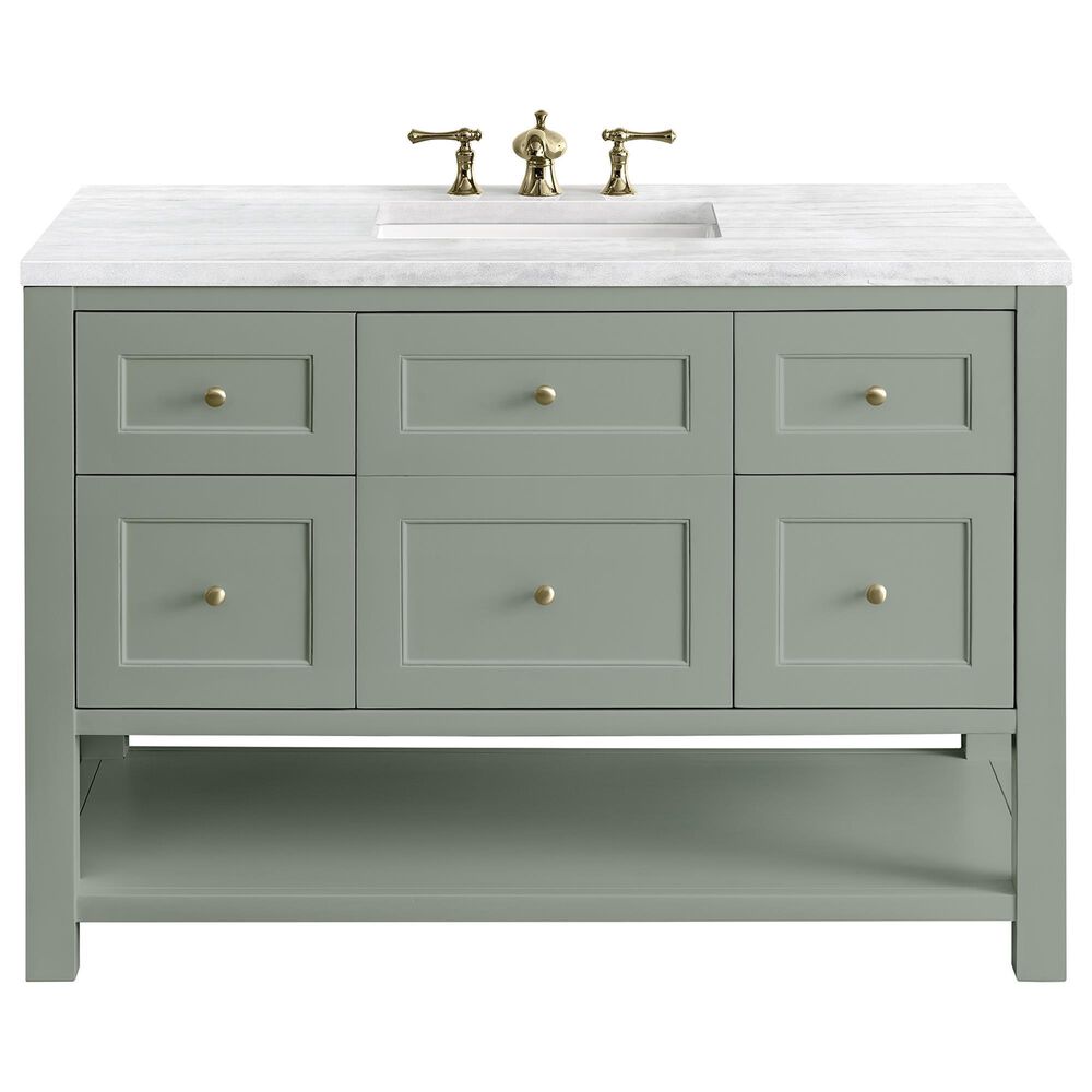 James Martin Vanities Breckenridge 48" Single Bathroom Vanity in Bright White with 3 cm Arctic Fall Solid Surface Top and Rectangular Sink, , large