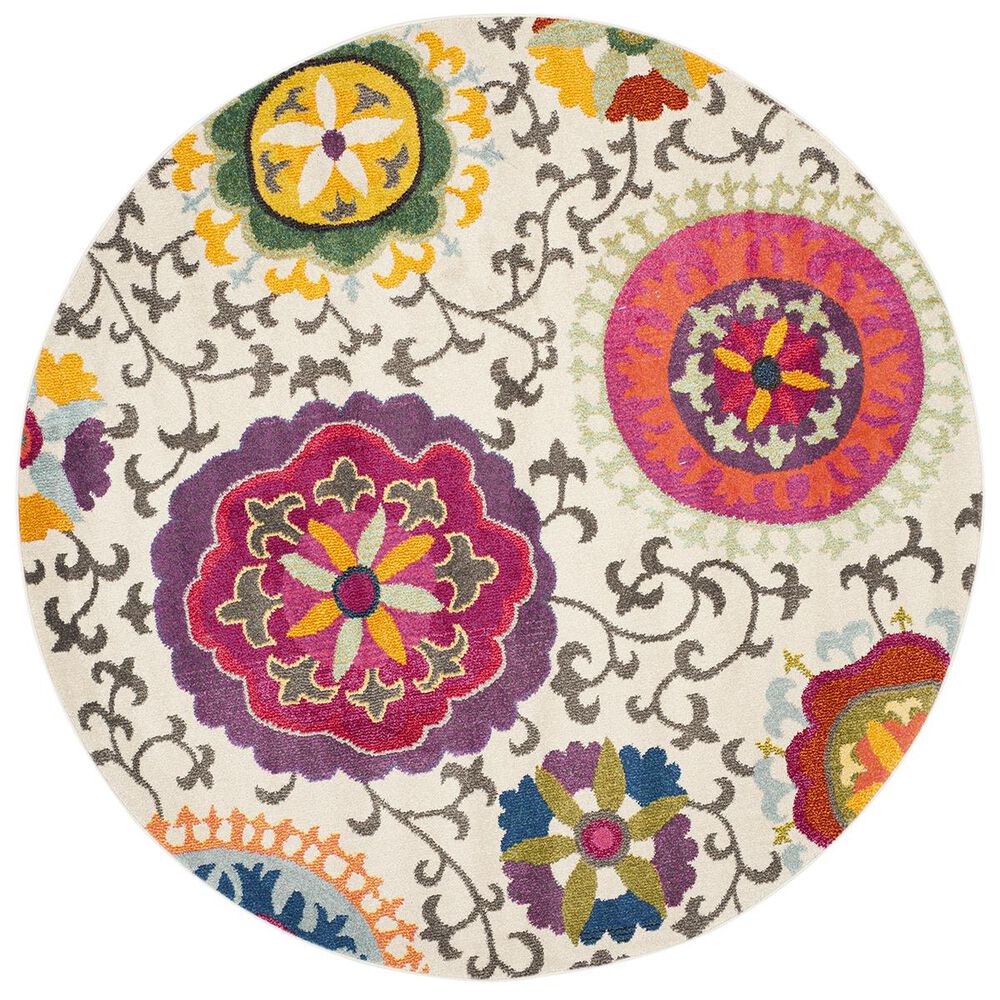 Safavieh Monaco MNC233A-5R 5" Round Ivory/Multi Area Rug, , large