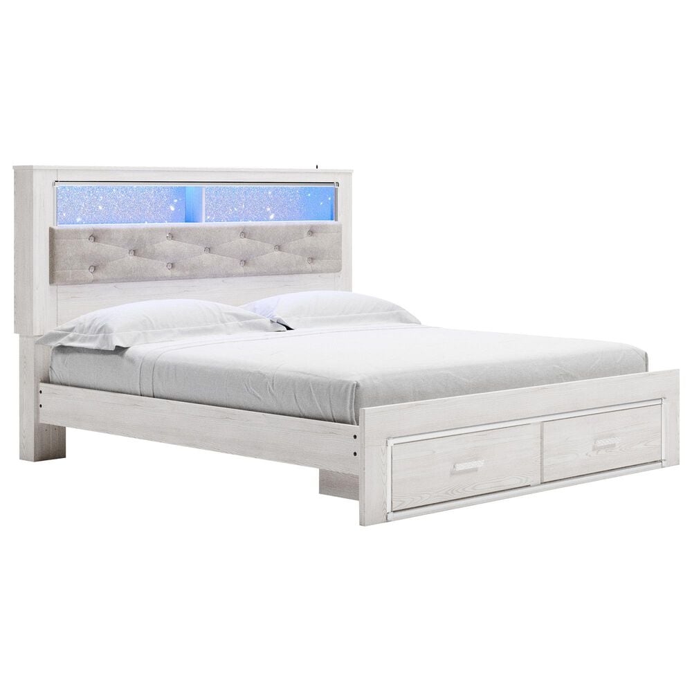 Ashley Altyra King Upholstered Bookcase Bed with Storage  in White, , large