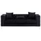 HOMLUX 86"W Velvet Sofa with Button Tufting, Nailhead Trim & Chrome Legs in Black, , large