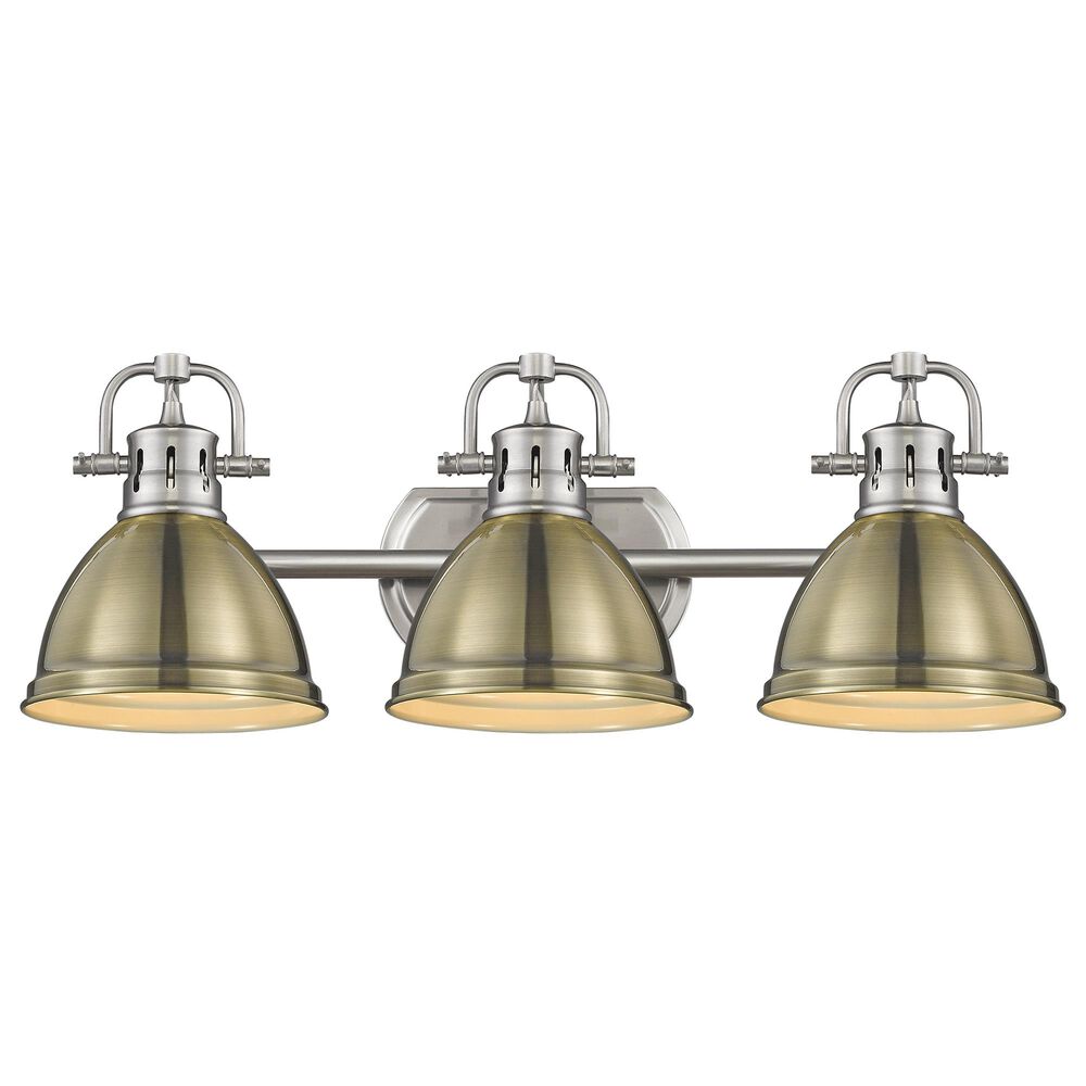 Golden Lighting Duncan 3-Light Bath Vanity in Pewter and Aged Brass, , large