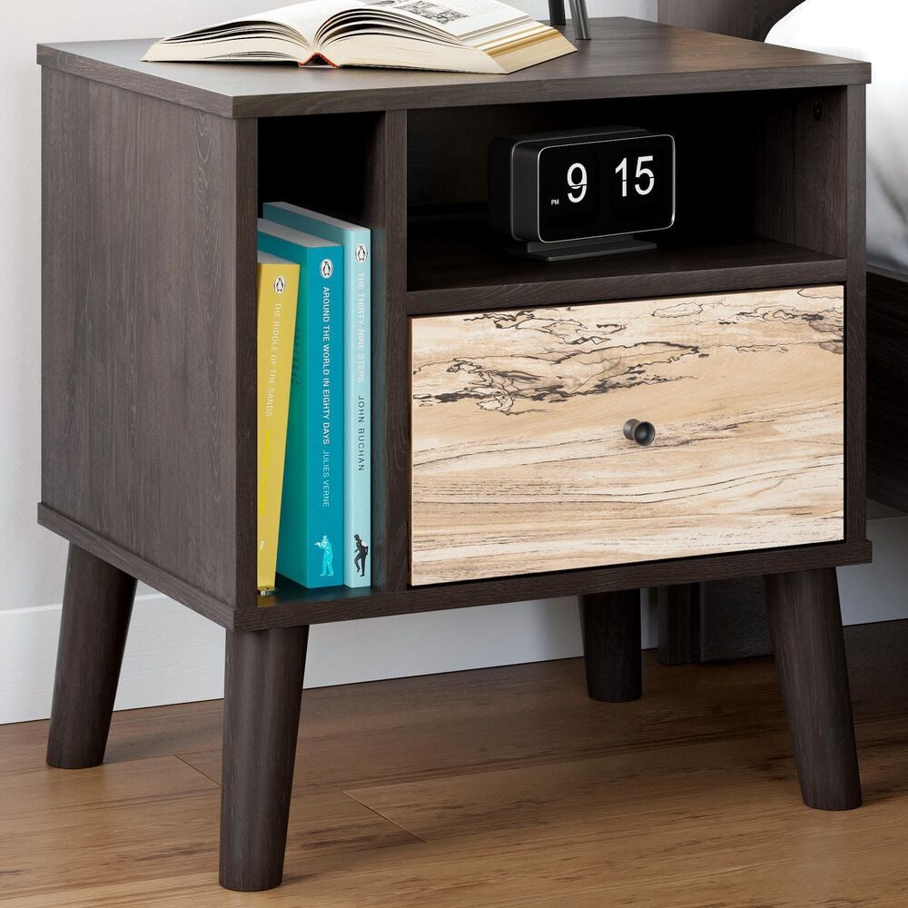 Ashley Piperton Nightstand in Brown and Dark Charcoal, , large