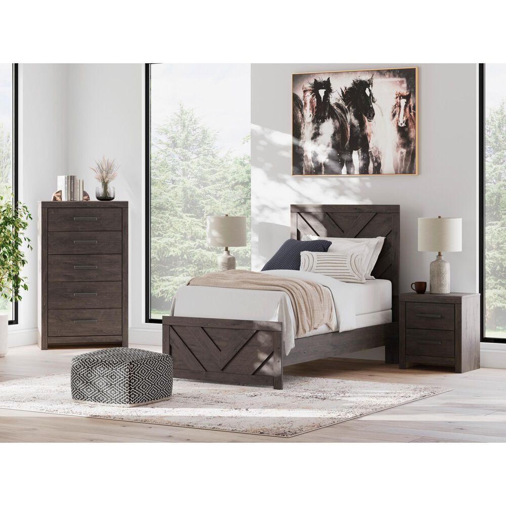 Ashley Prendonea Twin Panel Bed in Dark Charcoal, , large