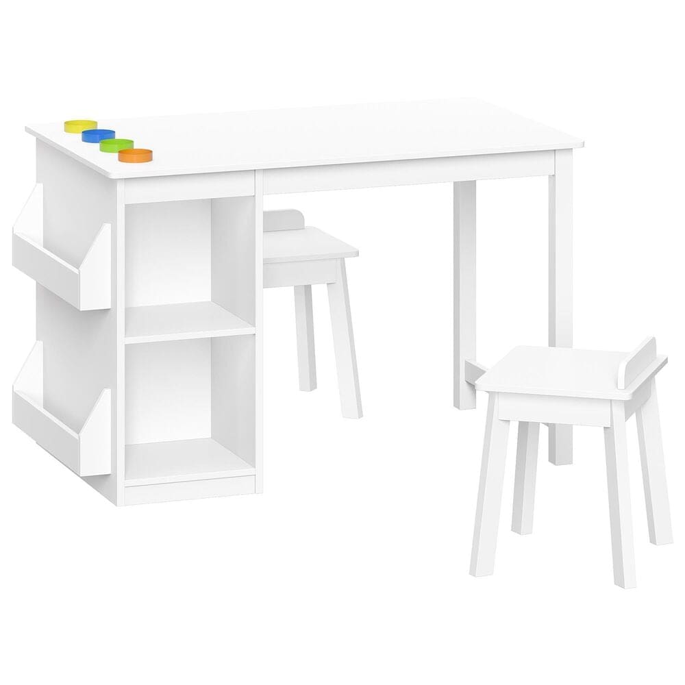 RiverRidge Home 3-Piece Kids Desk and Chair Set with Cubbies and Bookracks in White, , large