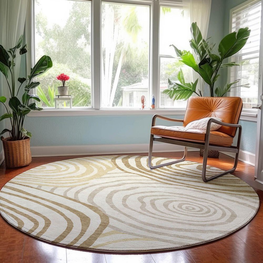 Dalyn Rug Company Neo NO10 8&#39; Round Gold Area Rug, , large