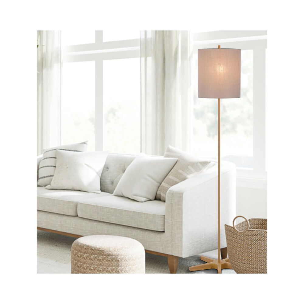 Cal Lighting Floor Lamp w/Wooden Base, , large