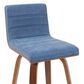 Armen Living Vienna Swivel Counter Height Stool with Vintage Blue Upholstery in Walnut, , large