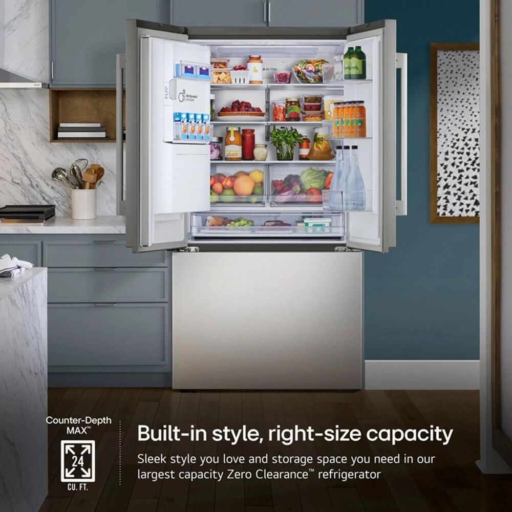 LG 23.7 Cu. Ft. 3-Door French Door Refrigerator with Zero Clearance in PrintProof Stainless Steel, , large