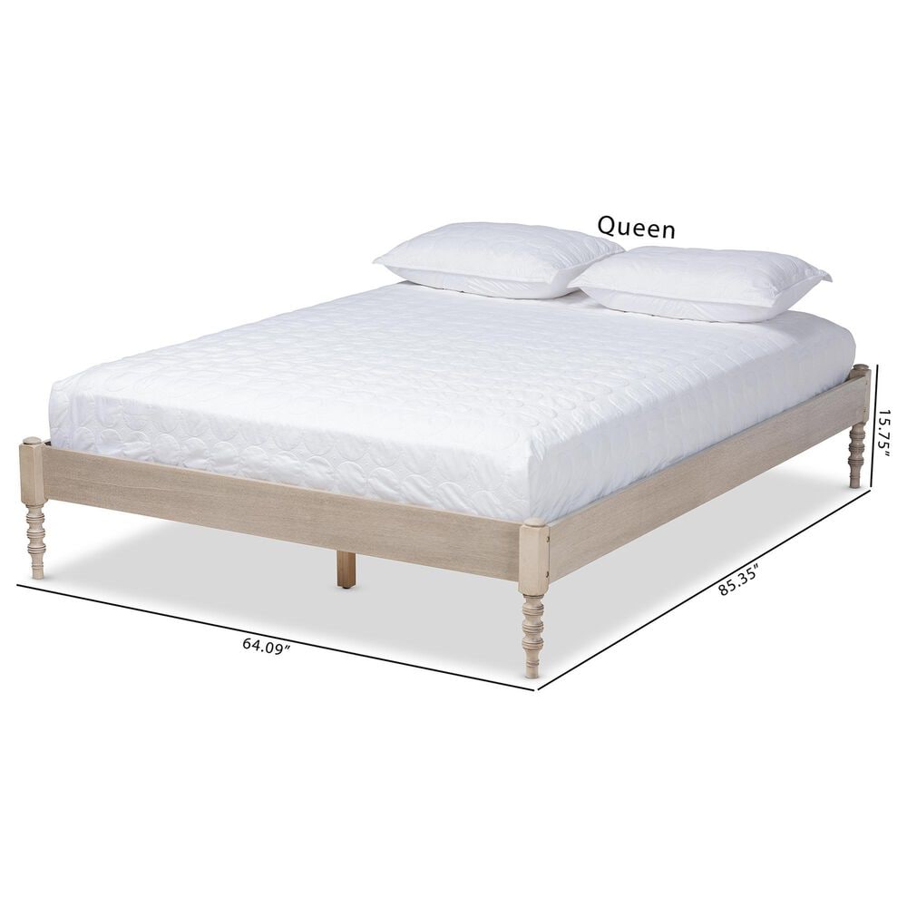 Baxton Studio Cielle Queen Platform Bed Frame in Antique White, , large