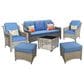 HOMLUX 6-Piece Patio Conversation Set with Coffee Table in Denim Blue, , large
