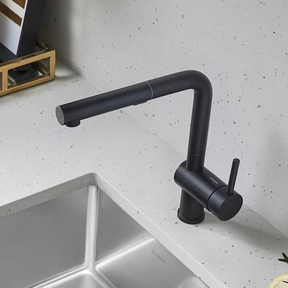 Blanco Linus 1.5 GPM Low-Arc Pull-Out Kitchen Faucet in Anthracite, , large