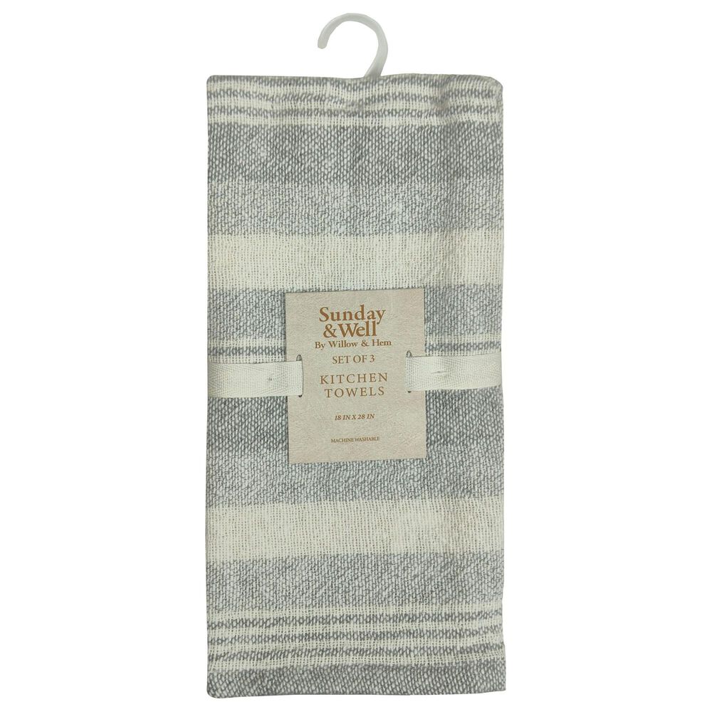 Willow &amp; Hem Magnolia Kitchen Towel in Silver (Set of 3), , large