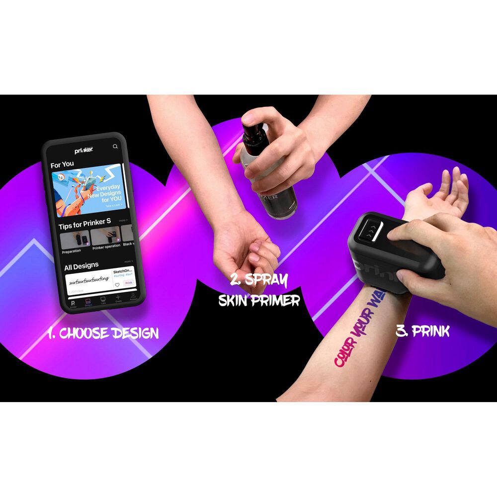 Prinker M Series Temporary Tattoo Printer with Black Ink in Black, , large