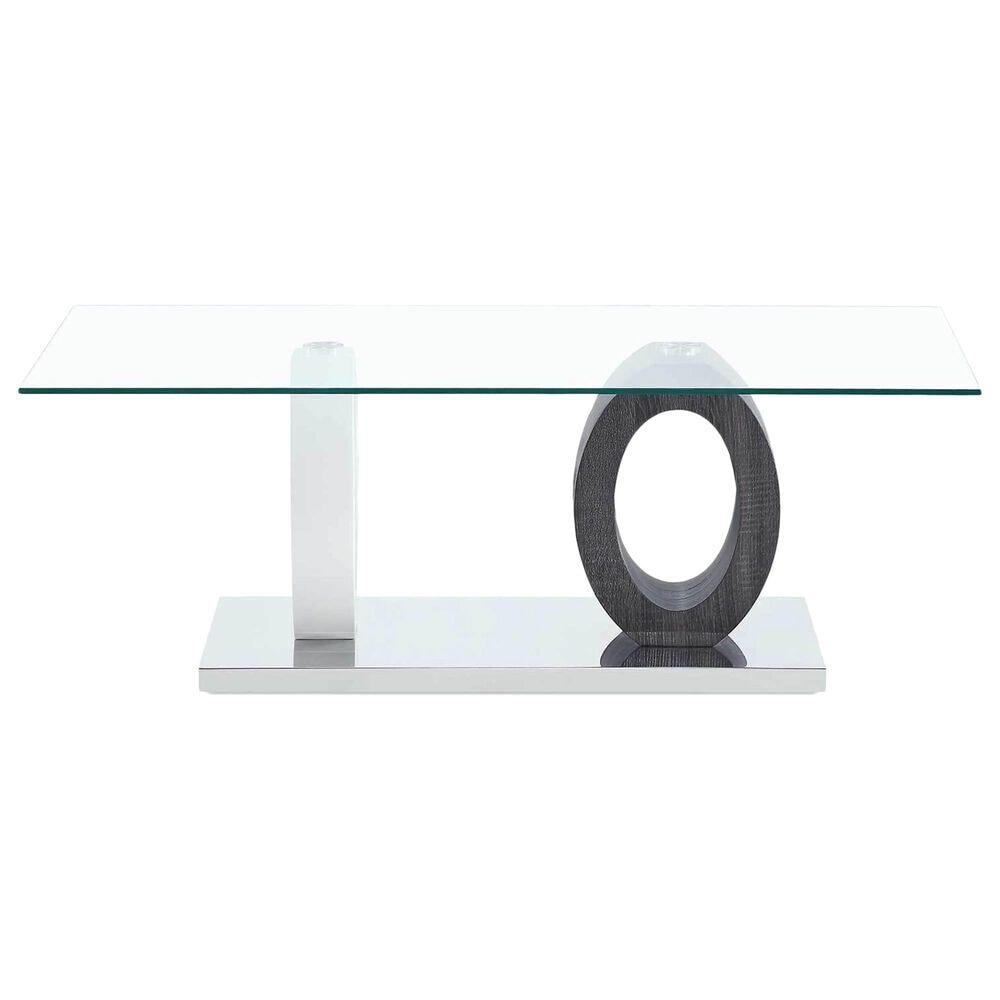 Global Furniture USA Coffee Table in Clear, White and Gray, , large