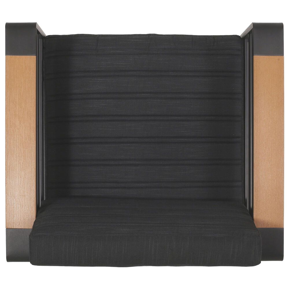 Hearth and Haven Giovanna Outdoor Club Chair with Open Backrest and Square Arms in Black, , large