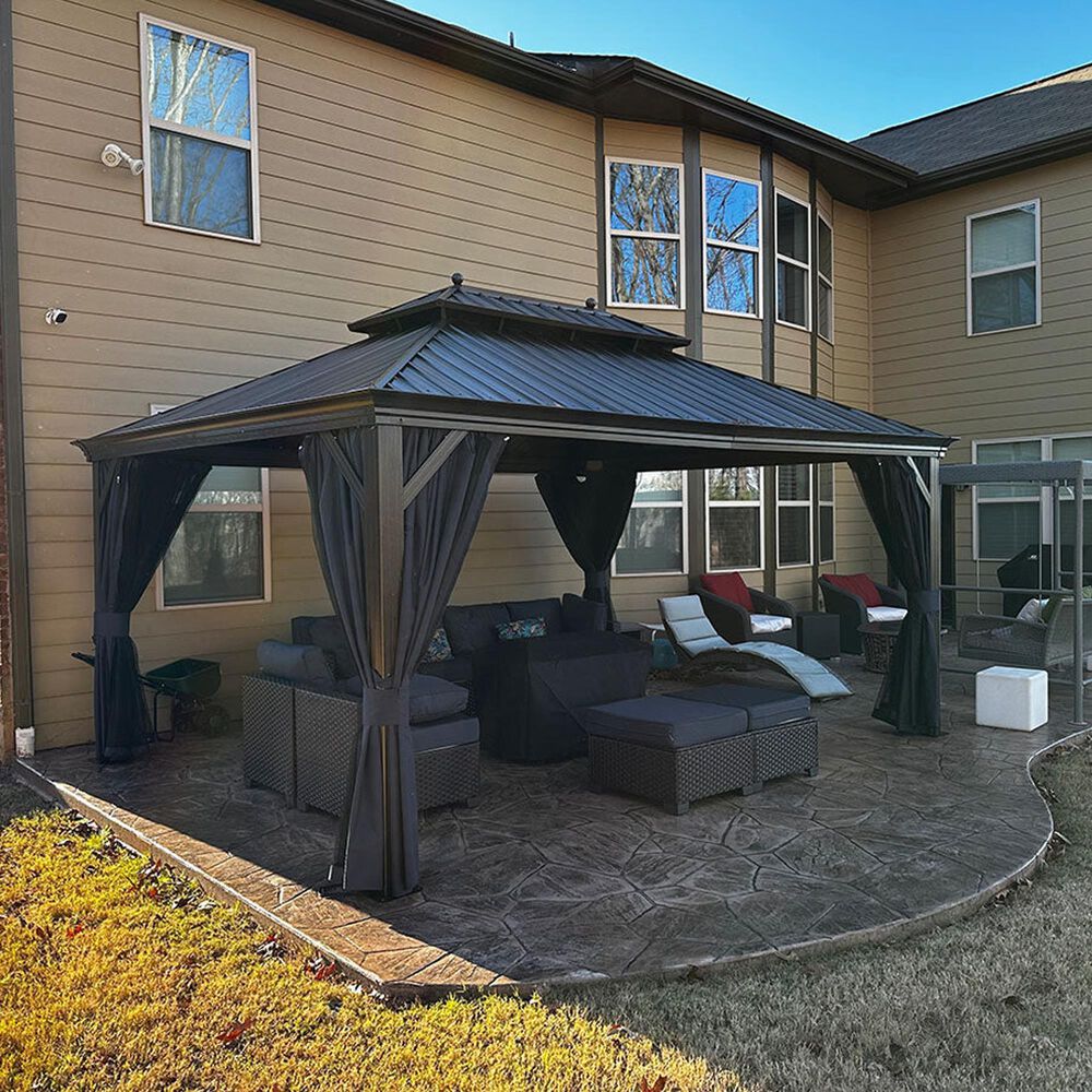 HOMLUX 12'X16' Hardtop gazebo with double roof in Bronze, , large