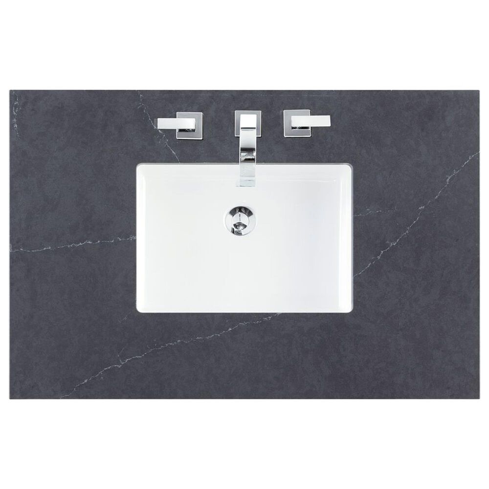 James Martin Vanities Breckenridge 36&quot; Single Bathroom Vanity in Light Natural Oak with 3 cm Charcoal Soapstone Quartz Top and Rectangular Sink, , large