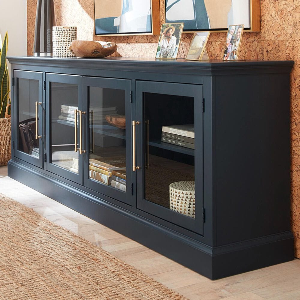 Riva Ridge Byron 84&quot; TV Console with 4 Doors in Malta Blue, , large