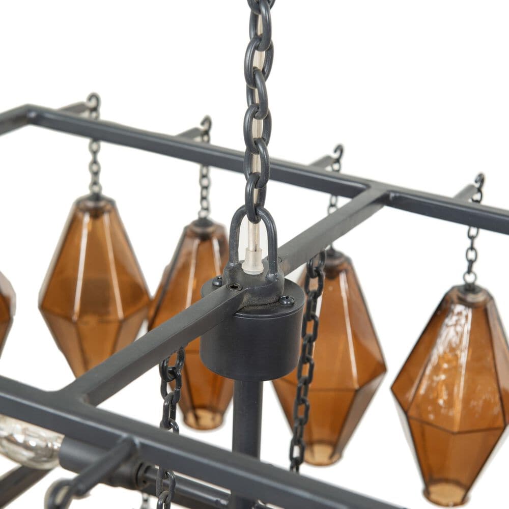 Four Hands Adeline 52" Rectangular Chandelier in Amber Glass and Antiqued Iron, , large