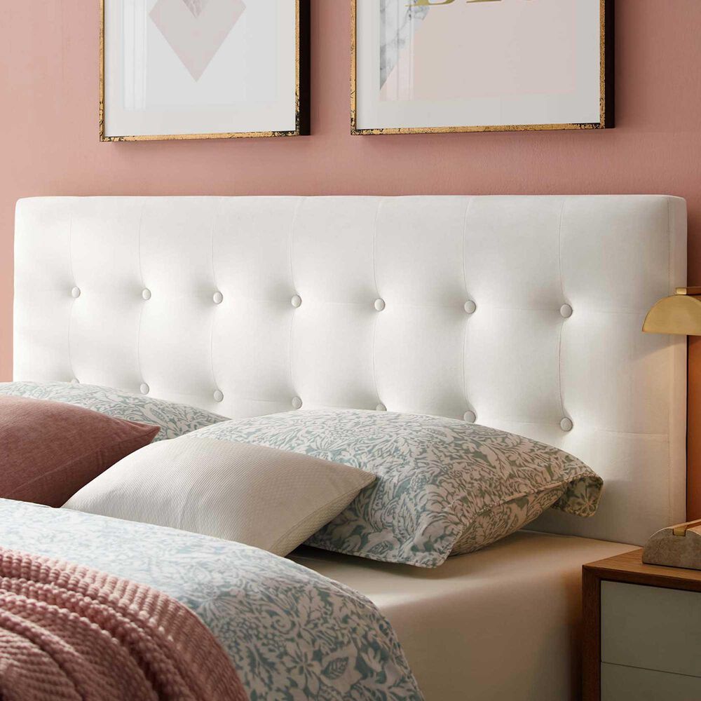 Modway Emily Biscuit Tufted Performance Velvet Queen Headboard in White, , large