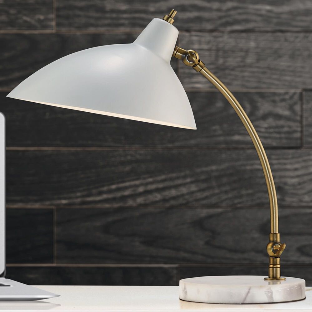 Adesso Peggy Desk Lamp in Antique Brass and White, , large