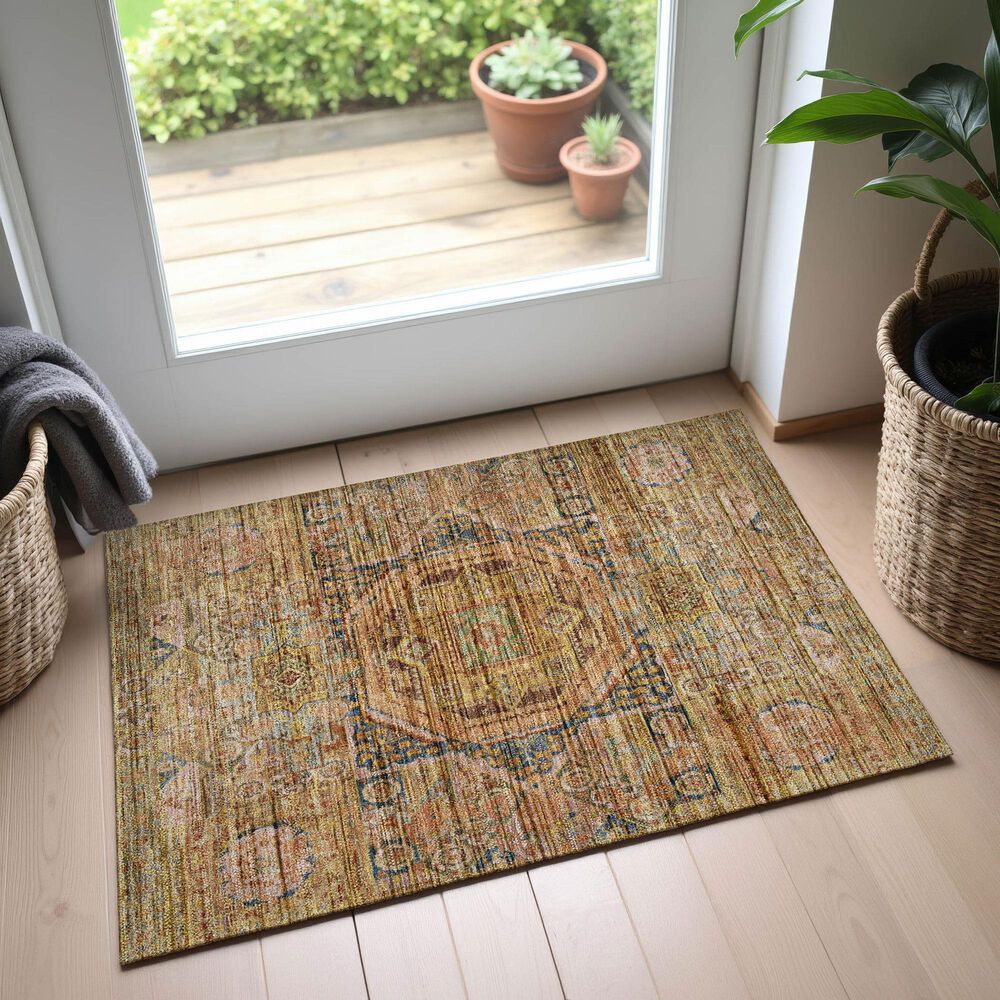 Dalyn Rug Company Silk Road Curry, Paprika, Gold, Copper and Navy 2&#39;6&quot; x 3&#39;10&quot; Area Rug, , large