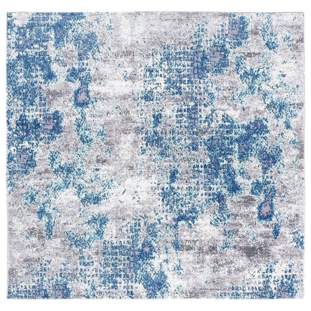 Safavieh Aston 6"7" Square Navy and Gray Area Rug, , large