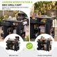 Hearth and Haven Outdoor Kitchen Island Cart with Extendable Stainless Steel Top and Adjustable Shelf in Black, , large