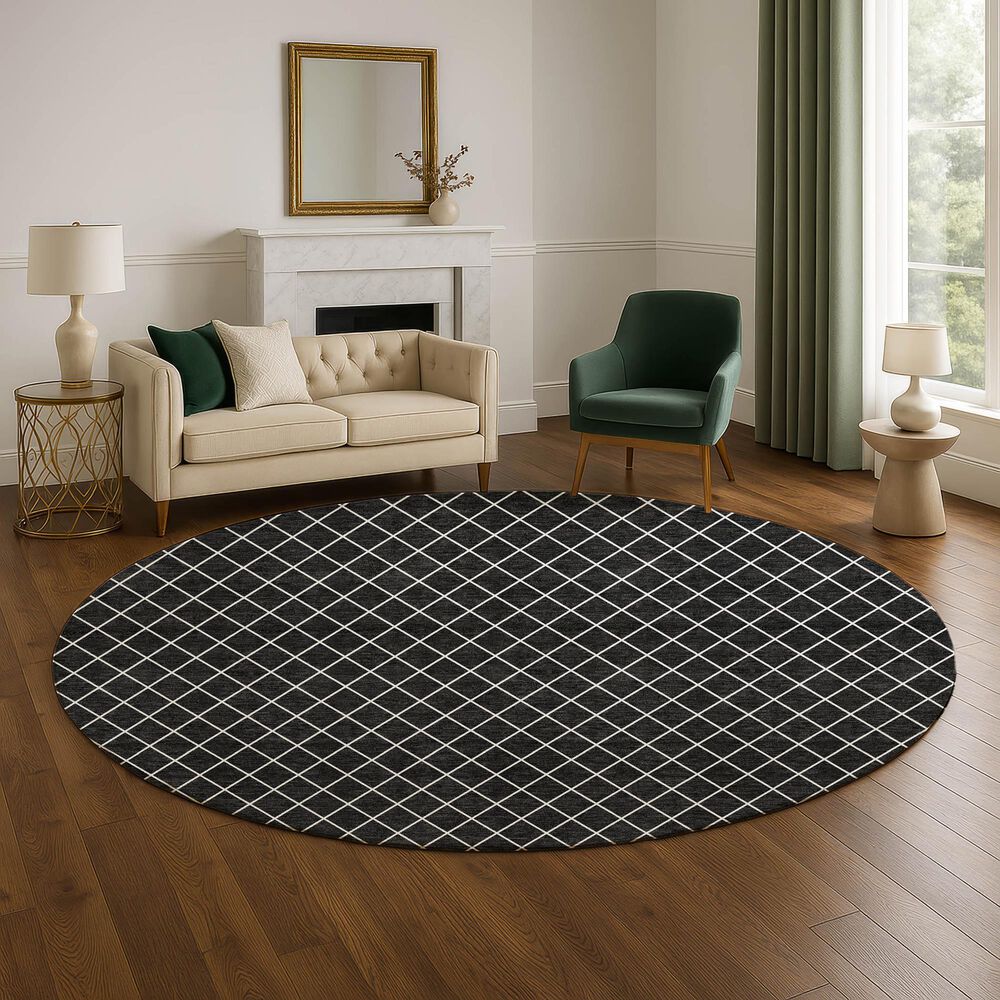 Dalyn Rug Company The Reserve TR15 Black 8&#39; Round Indoor/Outdoor Area Rug, , large